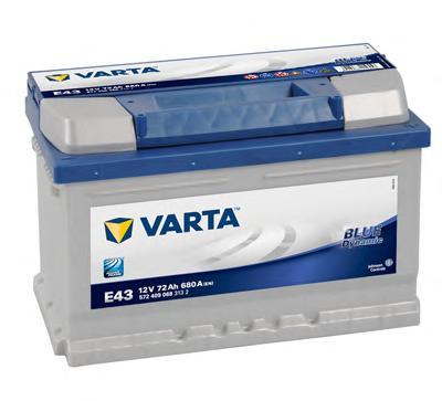 Аккумулятор VARTA Blue Dynamic 72 А/ч 572409 ОБР  E43 278x175x175 EN 680
