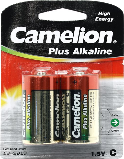 Батарейка алкалиновая тип C 1,5В 2шт Camelion Plus Alkaline LR14-BP2